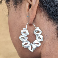 @rchive M@rket - T2- Organic Sculptured Reticulated Silver Toned Hoop Earring