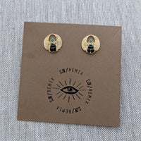 LN ReMix - Tiny Aurum Scarab Wing Stud Earrings