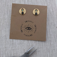 LN ReMix - Tiny Aurum Scarab Wing Stud Earrings