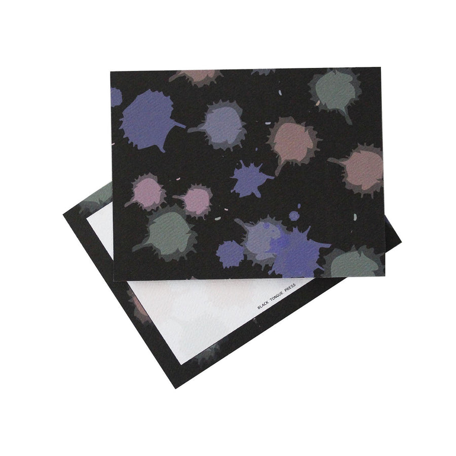 Black Watercolor Splash Notecards - Set of 12 - Black Multi