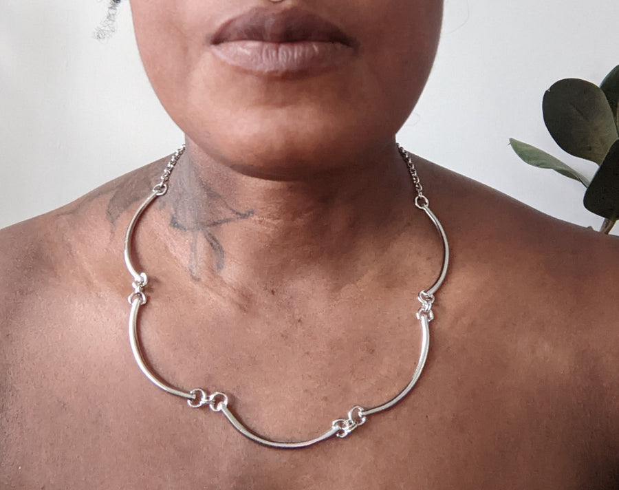 @rchive M@rket -T6 - Silver Tone Basic Scalloped Necklace - Final Sale