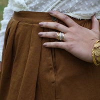 Flatten the Earth - Hand Etched - Stackable Ring - Mix and Match Sterling Silver and Gold Plate