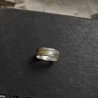 Poetic Hues- Hand Etched - Wide Band Ring - Silver or Gold Plate