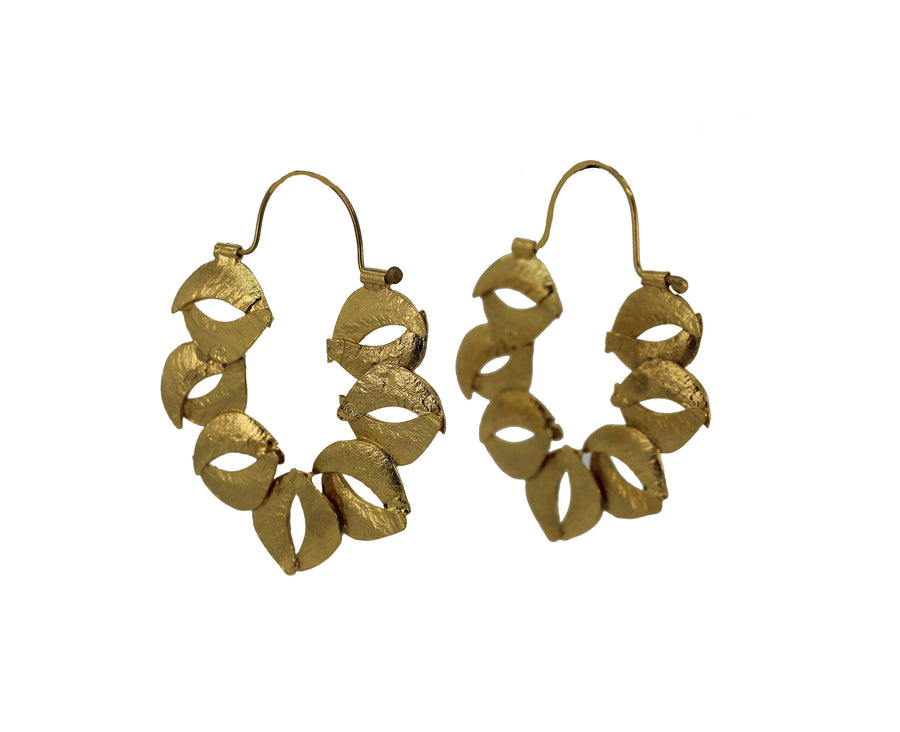 Organic Sculptured Reticulated Gold Hoop Earring