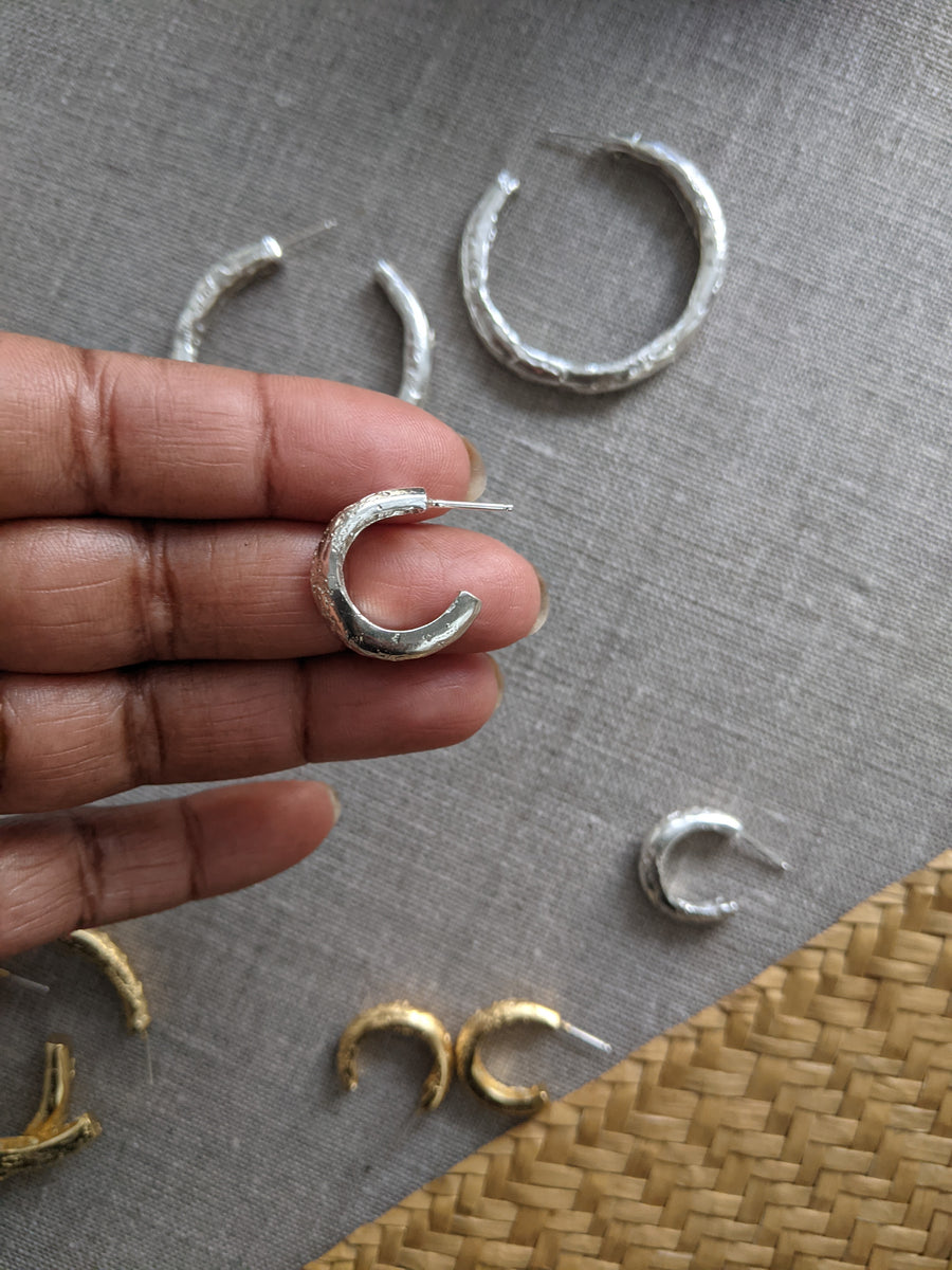 Chunky Reality of Travel Small Hoop Earrings - Gold Plated or Sterling Silver