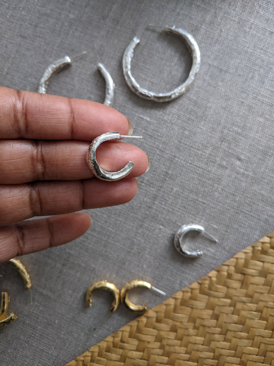 Chunky Reality of Travel Small Hoop Earrings - Gold Plated or Sterling Silver