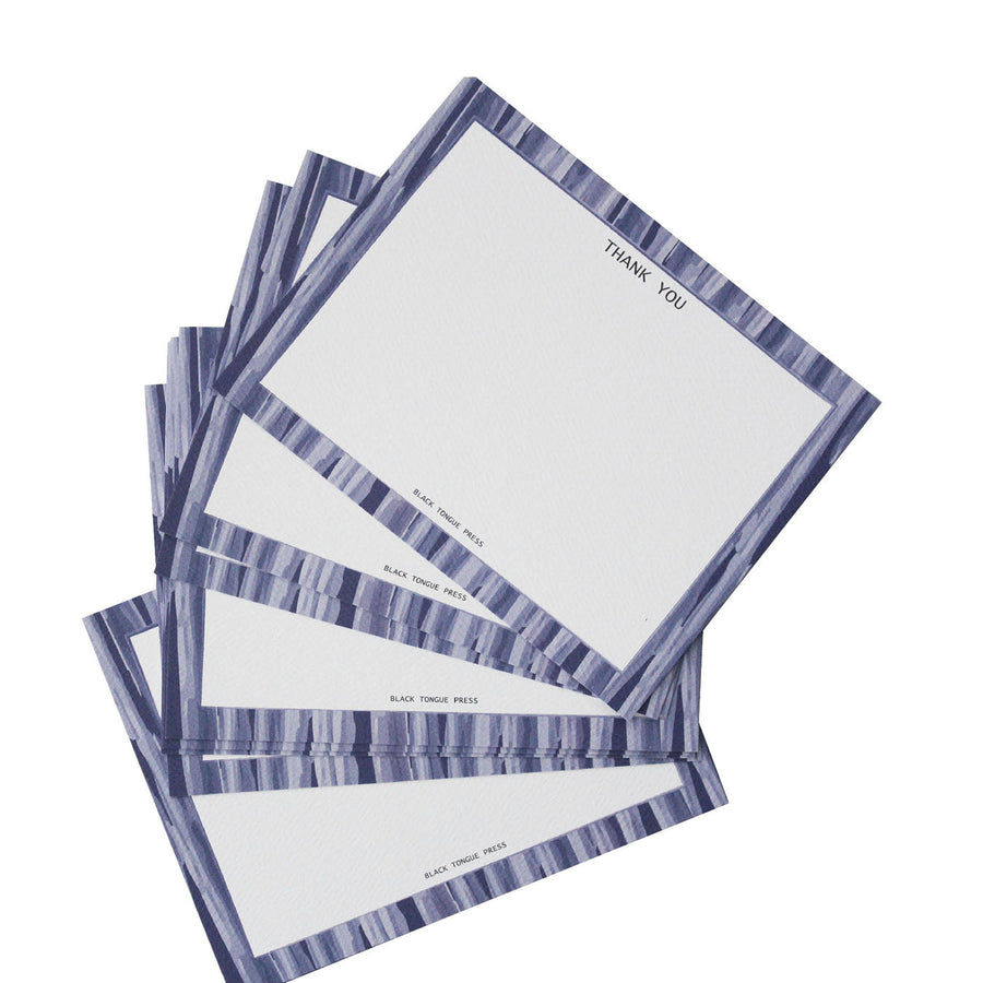 Blue Violet Striped Watercolor Notecards - Set of 12 - Violet Multi