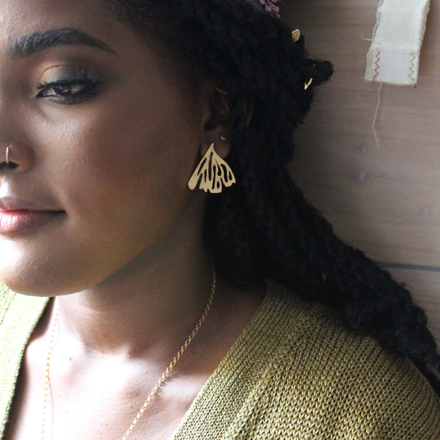 Edge of the Earth - Gold Plated Wing Earrings