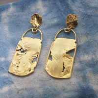 Two Clouds Above Nine - Rectangular Dangle Statement Earring