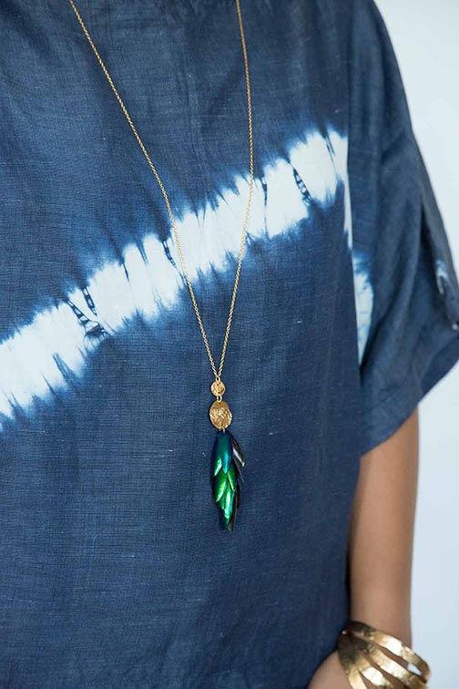 The Body that Remains - Long Beetle Wing Necklace