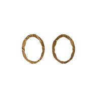 Small Boulders Etched Gold Plated Oval Earrings